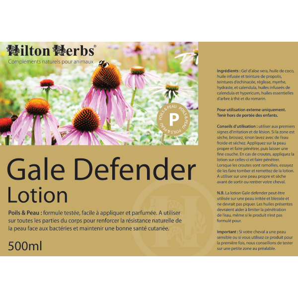 Etiquette de Gale Defender Lotion de Hilton Herbs